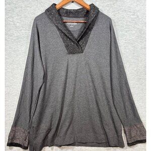 Soft Surroundings Womens 1X Gray Long Sleeve Top Sweater Tunic